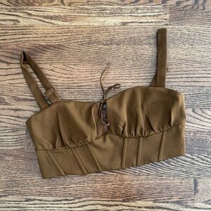 REVOLVE Tan Cropped corset style Top